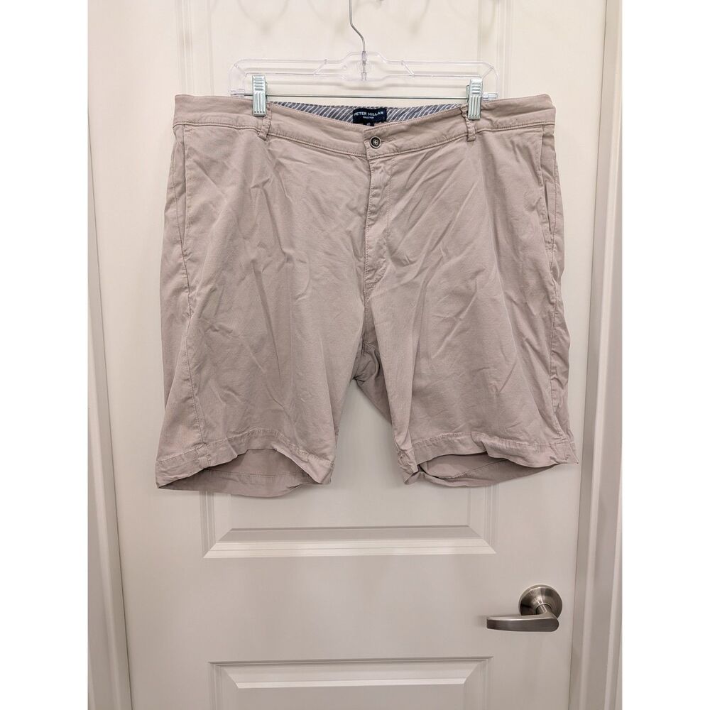 Peter Millar Crown Collection Shorts Size 40 Men's Tan Khaki Flat Front Casual